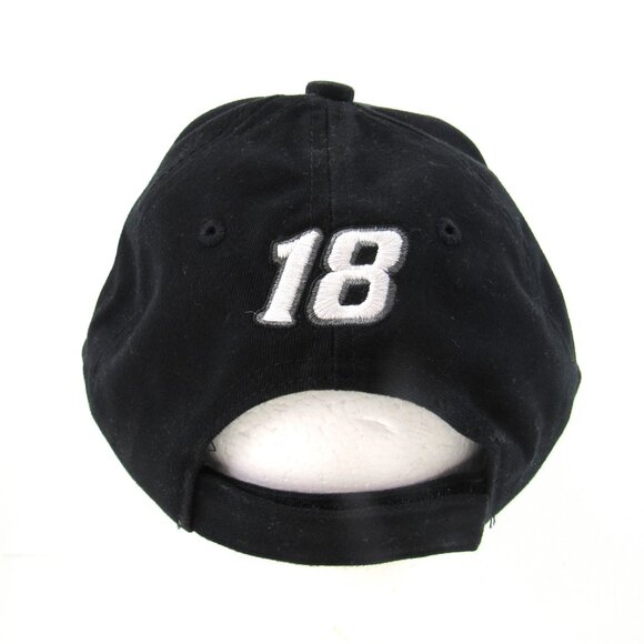 Fastenal Racing #18 Embroidered Logo Men's Black Adjustable Strap Back Cap Hat - Picture 6 of 8